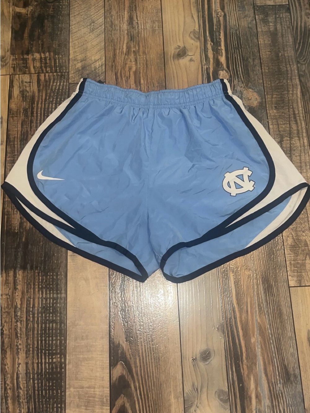 Nike Women's Carolina Blue Athletic Shorts with Navy & White Trim
